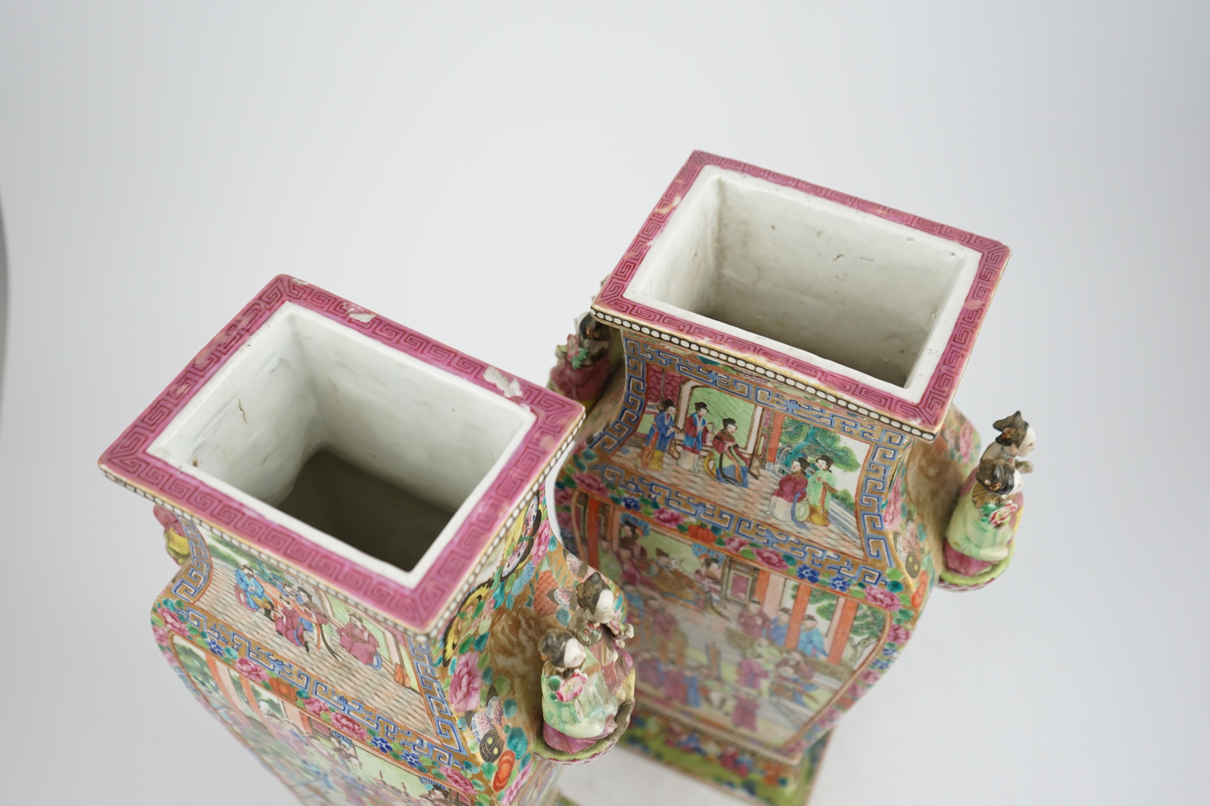 A pair of large Chinese square baluster vases and covers, Daoguang period, c.1830